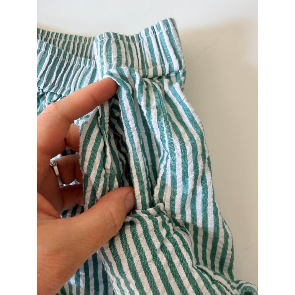 Art Class Girls Small Green White Striped Seersucker Shorts - Picture 4 of 5